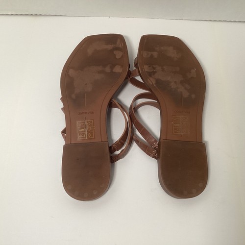 Dolce Vita Brown Leather Slip On Slide Sandals Women's Size 10 Izabel Minimalist - Picture 13 of 13