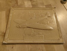 VINTAGE PRESSED WALL PLAQUE, WWII RAF SPITFIRE, WINSTON CHURCHILL, WALSALL LITHO