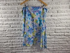 Avenue Womens Skirt 20 Plus ALine Blue Yellow Floral Zip Up Office Linen Rayon