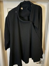Women’s Size M Vintage Etam Black Wrap Over Asymmetric Coat 1980s
