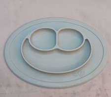 ez pz Mini Happy Silicone Mat Gray Suction Plate Baby Toddler Feeding Mat -V