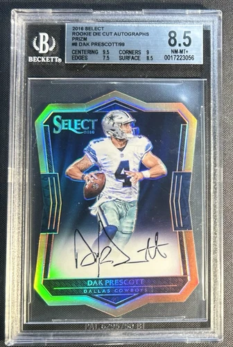 2016 Select Dak Prescott Rookie RC Die Cut Auto Silver Prizm /99 BGS 8.5 Cowboys