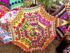 10 PC INDIAN TRADITIONAL UMBRELLAS WHOLESALE LOT INDIAN PARASOL RAJASTHANI DECOR