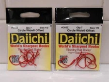 2 Packs Daiichi D85Z Circle Wide RED D85Z Fishing Hook Size 3/0 S176