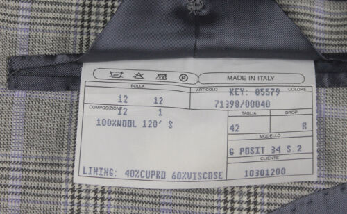 NWT_GIANLUCA BY ISAIA_HAND_FINISHED_SUPER 120 GRAY & LAVENDR GLENPLAID 42R 12451 - Picture 4 of 4