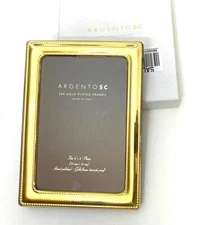 ARGENTO SC DOUBLE BEAD 4 X 6" CHAMPAGNE 24K GOLD PLATED POLISHED PHOTO FRAME NEW