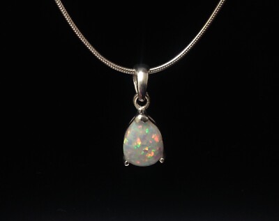 Grob Opal Kralle Set Birne Tropfen Anhänger Halskette in Sterlingsilber und 18'' Kette