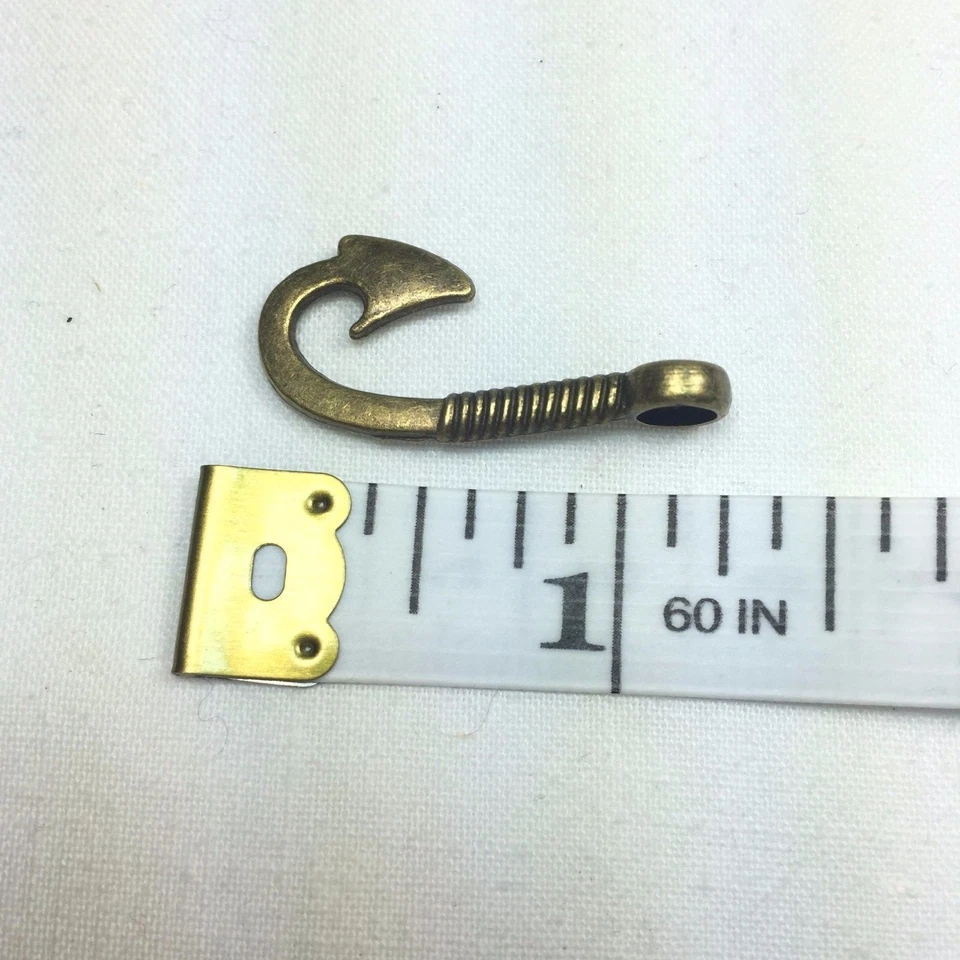 Juego de 25 dijes de anzuelo de bronce - 1 1/8" - agujero de 5 mm - vendedor de EE. UU. - Paracord Foto 2 de 4