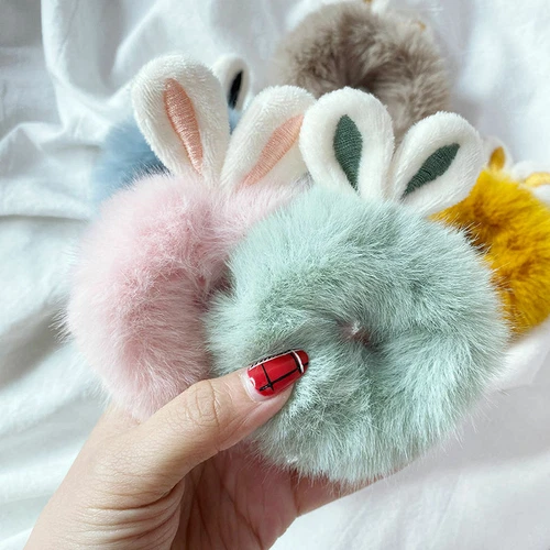 2X Plüsch Haargummi Hase Kaninchen Rabbit Mädchen Haarschmuck 15 Farben - Bild 2 von 21