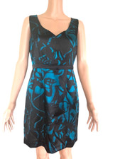 Tahari  Women's Dress Sleeveless Sheath Size-8 Turquoise Black