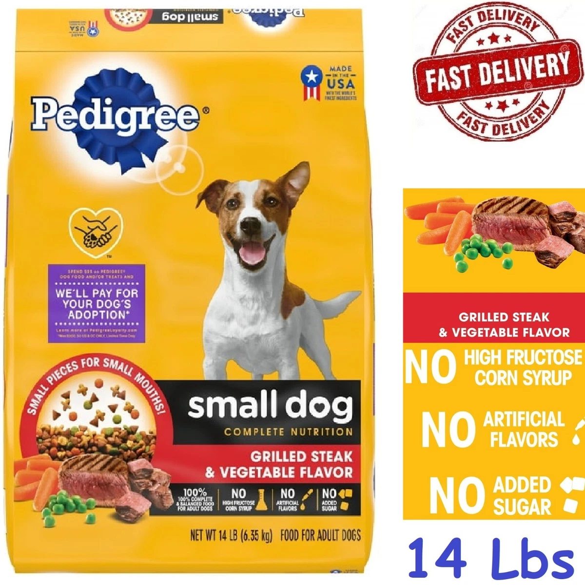 Pedigree Complete Nutrition Grilled Steak Food for Small Adult Dog