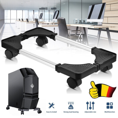 Computer Ständer Mobiler PC Tower, Rollwagen, Regulierbare Breite Schwarz