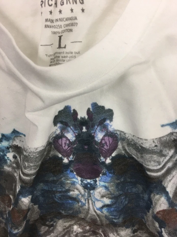 Camiseta Rich Gang King Muestra Pin Para Hombre Talla Grande Blanca 100% Auténtica Foto 3 de 3