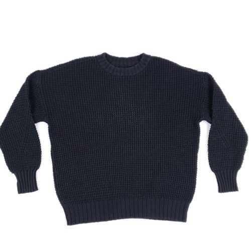 American Eagle Sweater Chunky Knit Crewneck XS Black Minimalist Cozy Fisherman