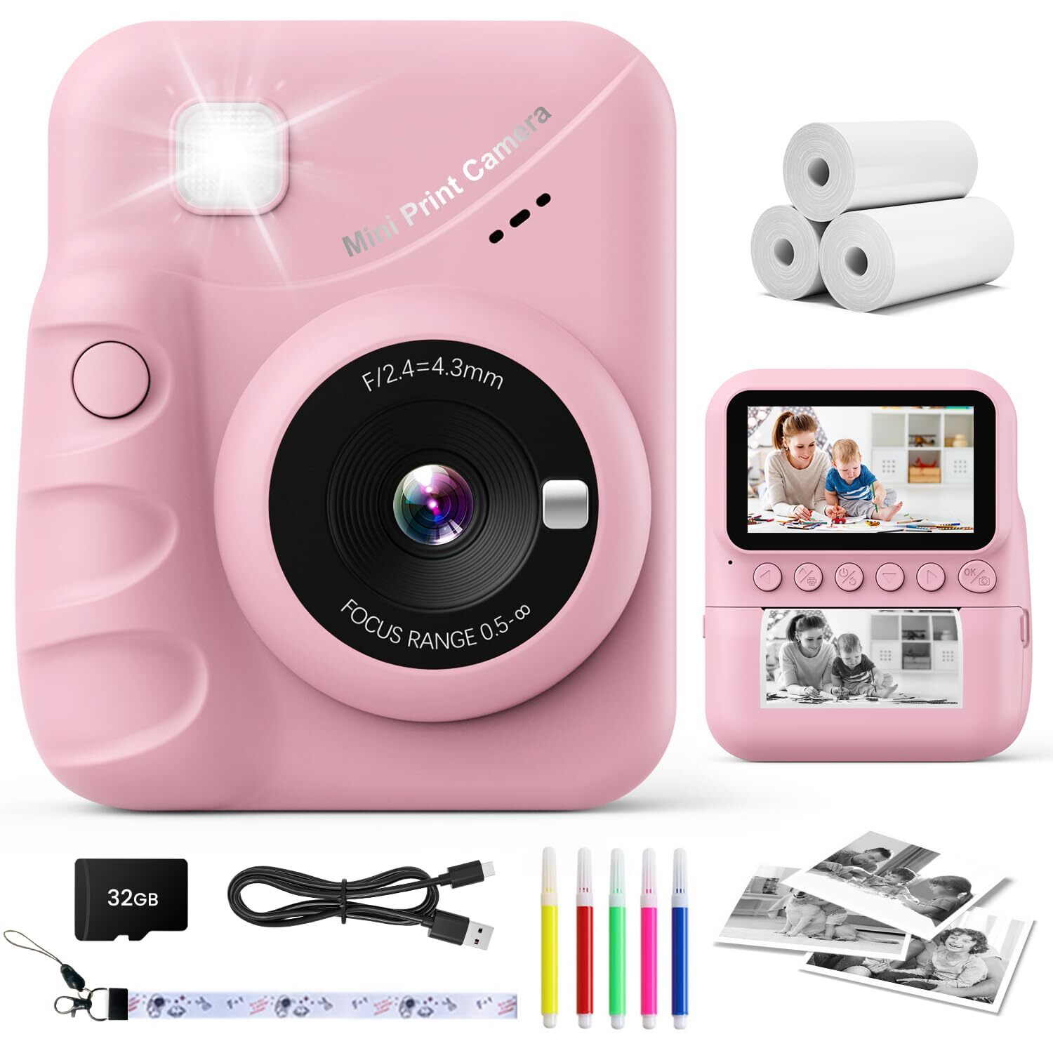 CalineGam Kids Camera Instant Print, 3.0'' Screen 48MP Photo Instant Camera f...-image