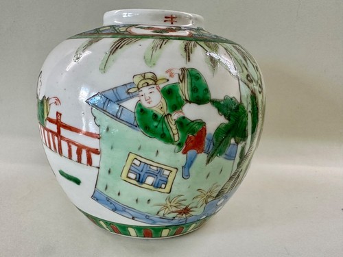 Antique Chinese Famille Verte Porcelain Ginger Jar - Bild 1 von 8