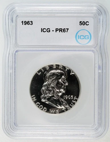 1963 Franklin Half Dollar Proof PR67 ICG Graded 50C U.S. Silver Coin