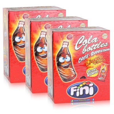 Tri Fini Cola Bottles Bubblegum Kaugummis 200 Stück in der Box (3er Pack)