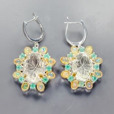 Orecchini al quarzo naturale design fine art argento sterling 925 /E130889