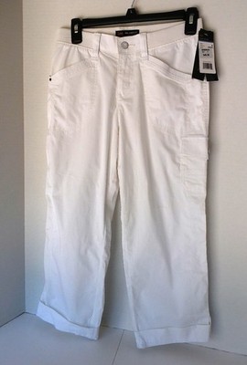 Lee Relaxed Fit Mid Rise White Capri Pants, Women's Size 4 Medium, New with Tags