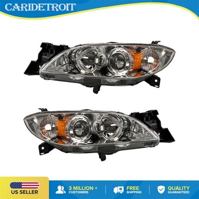 Left & Right Headlight Assembly for 2004-2009 Mazda 3 Sedan 2.0L 2.3L Projector
