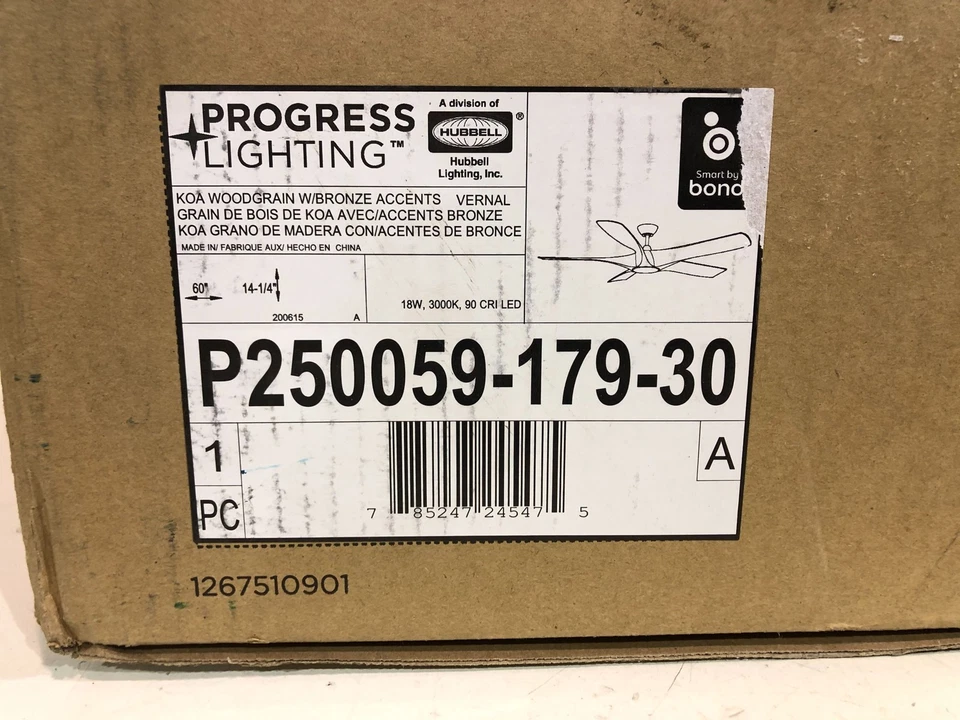 Progress Lighting Vernal 60 pulgadas Ventilador de techo LED de 5 aspas para interiores/exteriores SMART DC Foto 2 de 3
