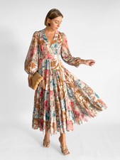 Zimmermann Cassia Patchwork Wrap Midi Dress