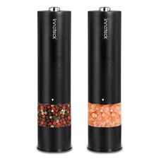 Electric Salt And Pepper Mill Set LED Light Battery Operated Black