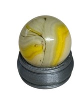 Early Vtg Alley Agate HTF Tan Yellow Swirl Unique Collectible Marble 5/8"