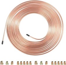 25FT of 3/16 Brake Line Kit, Flexible Zinc Plated Copper Brake Pipe with 16 Gold