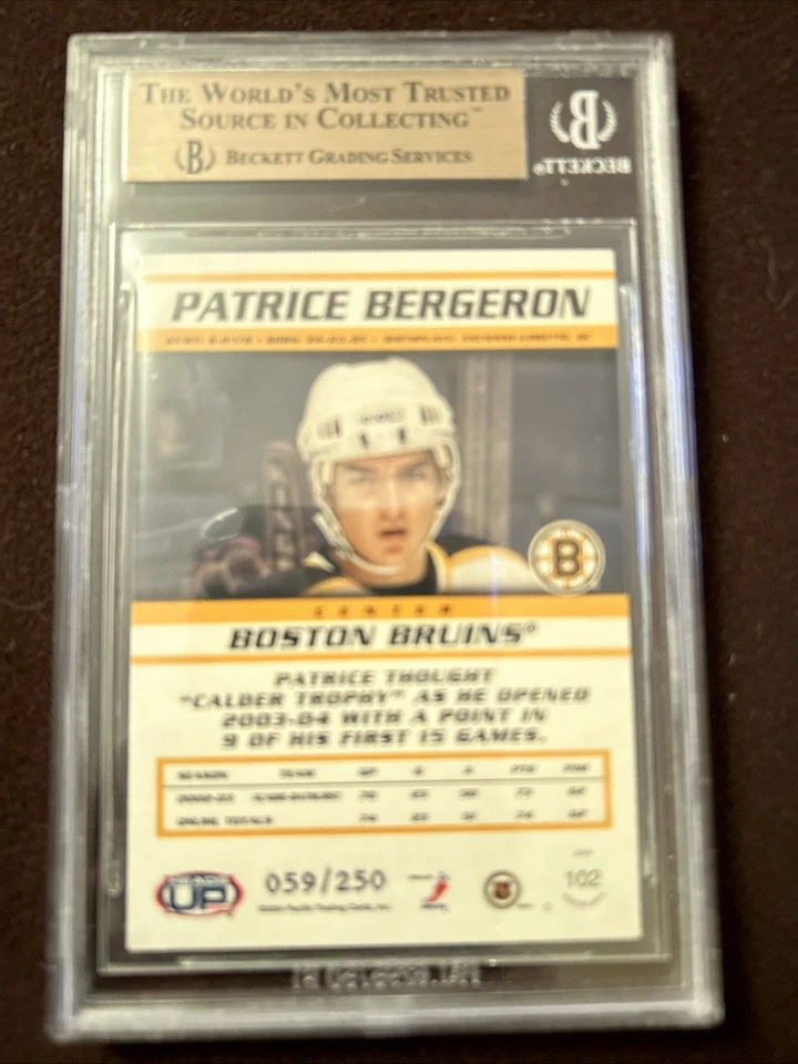 2003-04 Pacific Heads Up Hobby LTD #102 Patrice Bergeron RC Rookie /250 BGS 9.5 - Image 2 of 4