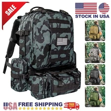 60L Large Tactical Military Backpack Heavy Duty Rucksack Hiking Laptop Backpack