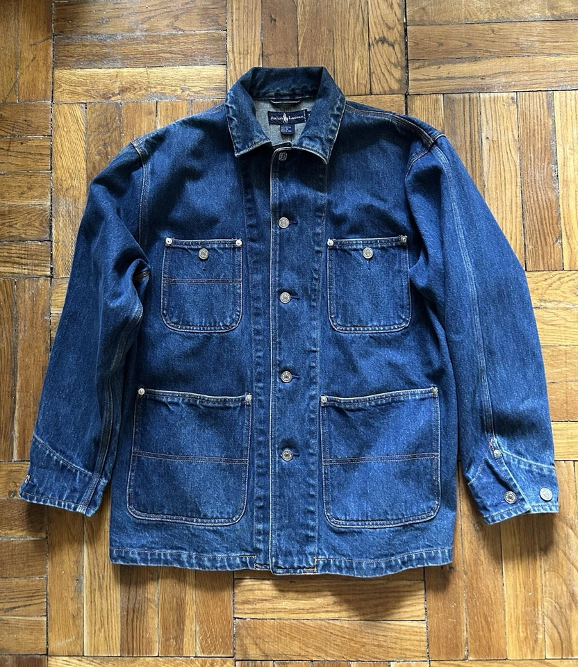 *RARE* - Vintage 80s - Polo Ralph Lauren - Archive Denim Chore Jacket - Size M - Image 2 of 4