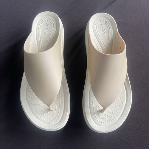 Sandali donna Crocs LiteRide tacco misura 8 panna slip on impermeabili plateau - Foto 1 di 8