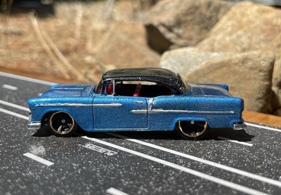 One Off Custom Paint 55 Chevy Sedan Hot Wheels. Blue Spectra Flame Paint