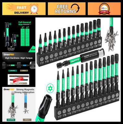 29pcs Torx Bit Set - S2 Steel Impact Driver & Tamper Proof Star Bits, 1'' & 2'' Lo