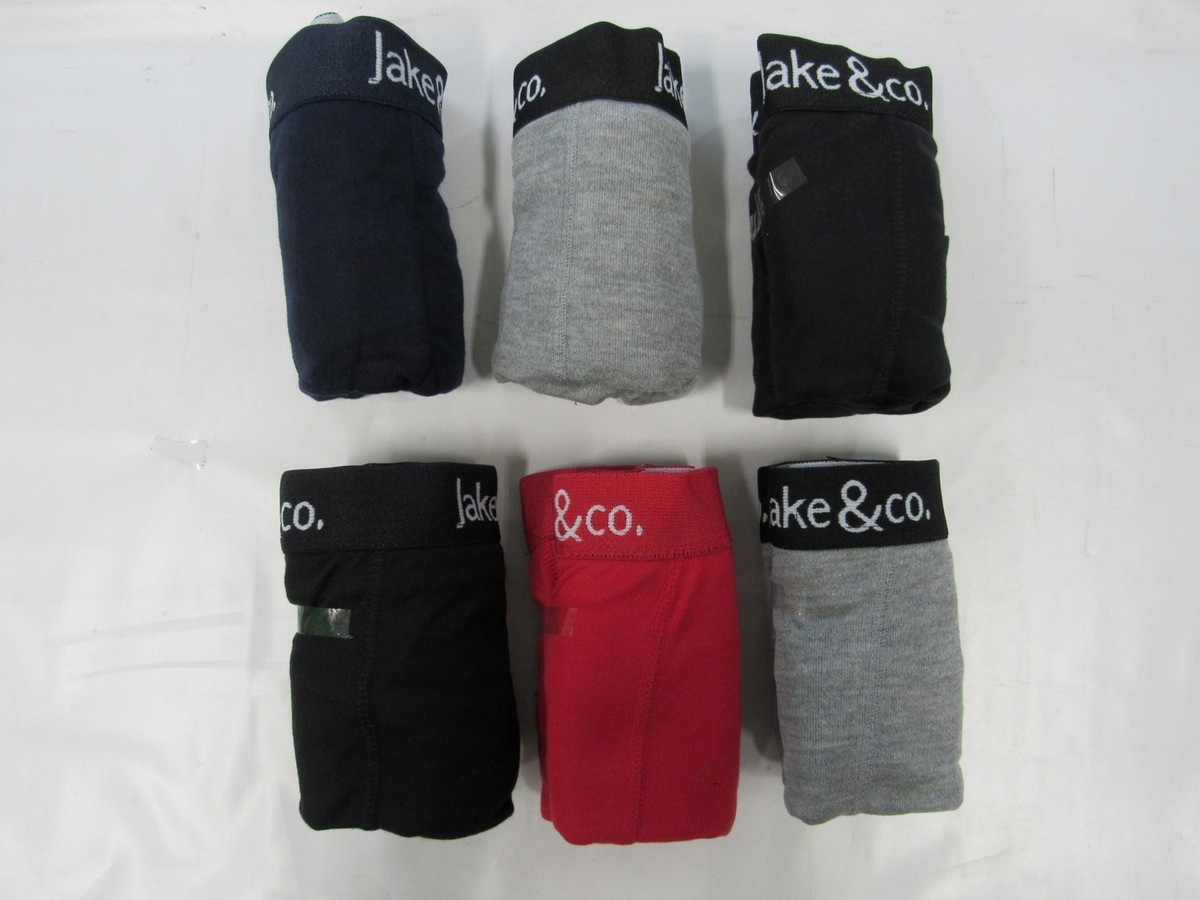 Jake & Co Mens Sizes 5XL-6XL Underwear Boxer Briefs Black/Gray