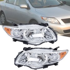 Fit For Toyota Corolla 2009-2010 Headlights Leftright Chrome Housing Amber Pair