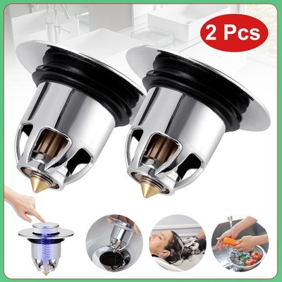 2 PCS Sink Plug Stopper Wash Basin Core Bounce Pop Up Drain Filter for 3.3~4 CM