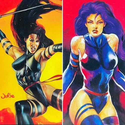 Psylocke Vintage 1995 Fleer Ultra Marvel X-Men Psylocke #38 and Team Card #97