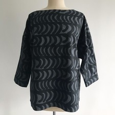 Uniqlo Marimekko Boxy 3/4 Sleeve Tunic Blouse Gray/Black XS M L New With Tags