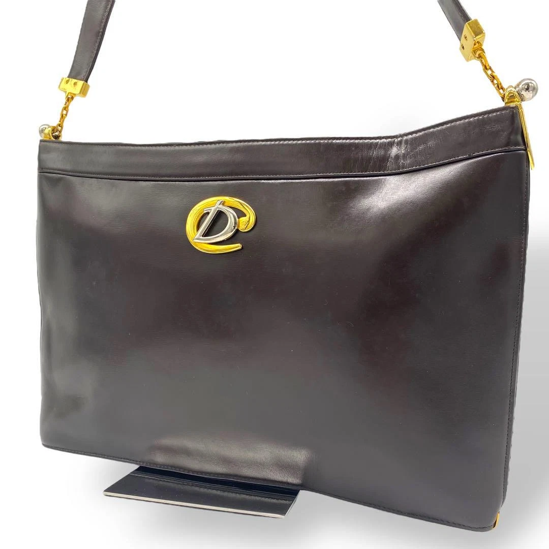Sac bandoulière Christian Dior cuir logo ajusté marron