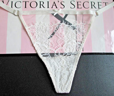 VICTORIA'S SECRET DREAM ANGELS V-String Thong Panty M L Coconut White VS Lace