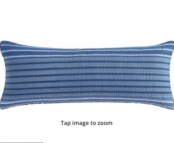 Edredón acolchado a rayas gris azul Nautica nuevo con etiquetas decoración del hogar Foto 2 de 4