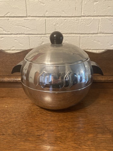 Vintage West Bend PENGUIN Chrome Hot & Cold Server Ice Bucket Bakelite Handles