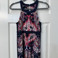 INC International Concepts Printed Halter Maxi Dress, Boho Women's Size Medium
