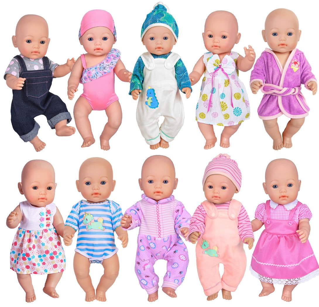 10 Sets Doll Clothes Outfits Fit for 14-16 inch Baby Doll, 43 cm New Born Bab...