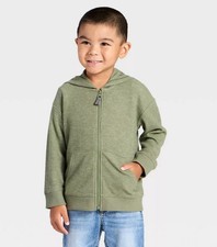 Toddler Boys' Waffle Knit Zip-Up Hoodie - Cat  Jack  Olive Green 5T