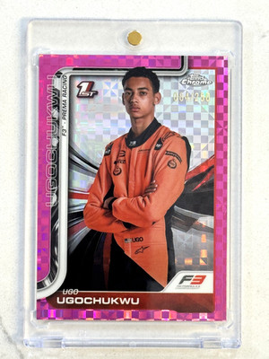 2025 Topps Chrome F1 #45 Ugo Ugochukwu 1st Pink Checker Flag Refractor /250