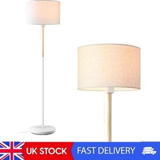 Floor Lamps For Living Room, Farmhouse Standing Lamp With Linen Lampshade